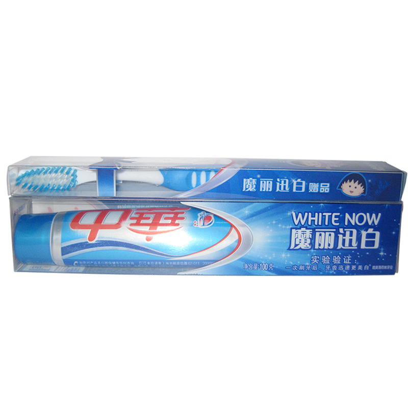 正品 中华 魔丽迅白冰川酷爽薄荷味牙膏100g 美白清新 送牙刷1支