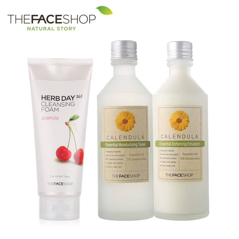 The Face Shop 护肤套装 樱桃洗面奶 金盏花水乳  面部护理 韩国