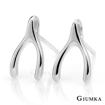 台湾官网直邮进口【GIUMKA】白K饰－正韩货许愿骨耳环 银色 韩国