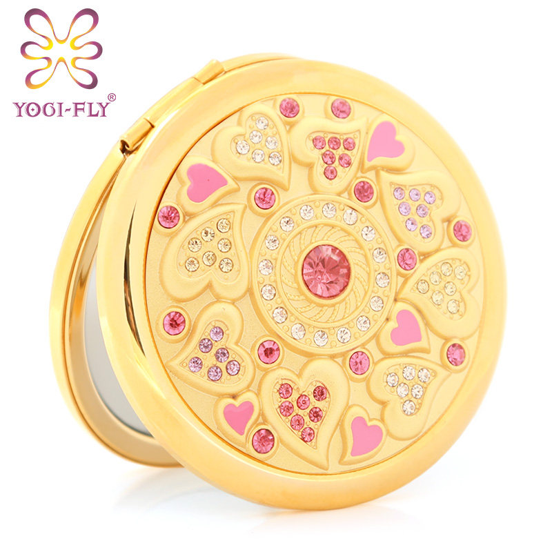 Yagfi Portable Makeup Mirror Creative Portable Mini Princess Metal Makeup Small Mirror Double-sided Folding Mirror