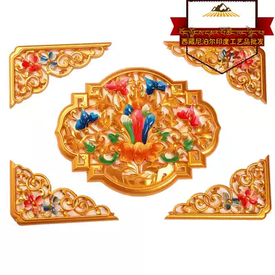 Zanghong Tibetan style features painted 15cm Gesang flower right angle corner flower wall skirt Rob flower board decoration material