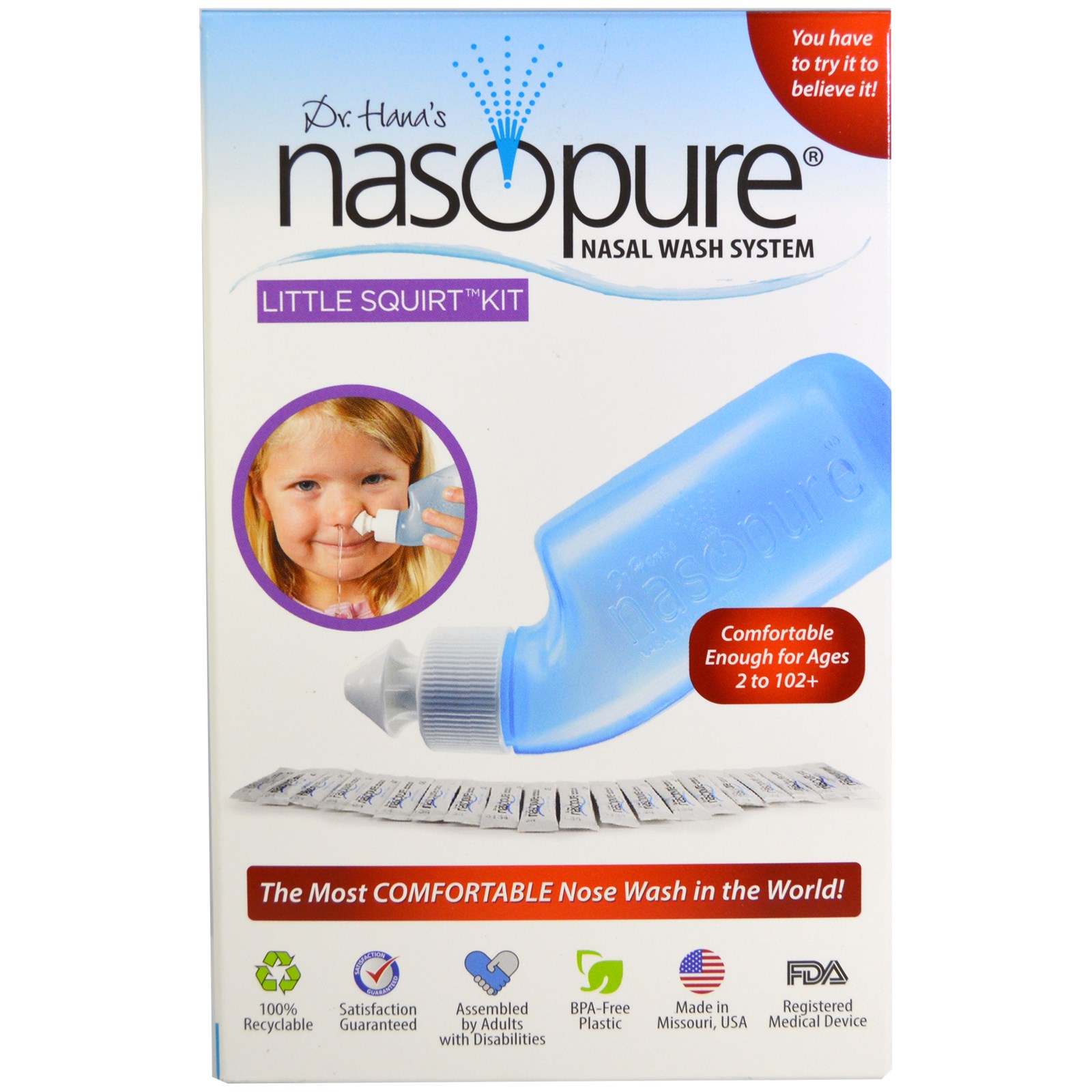 Spot USA nasopure Professional child washers 20 packets of salt 2 years without bpa rogue medicinal properties