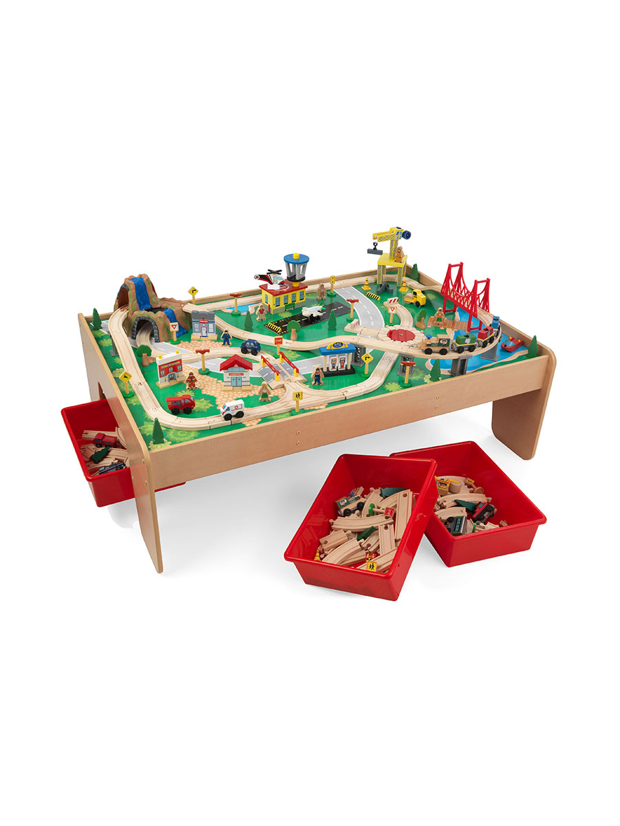 KidKraft 3岁+120件火车游戏桌套装