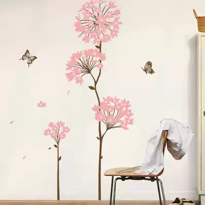 Wall stickers Romantic flowers flower background wall Living room bedroom plant self-adhesive wall wallpaper Pastoral stickers decoration