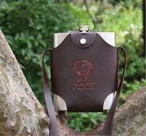 Outdoor sports travel home wine bottle outdoor portable 18 oz 1 catties stainless steel water bottle with leather case