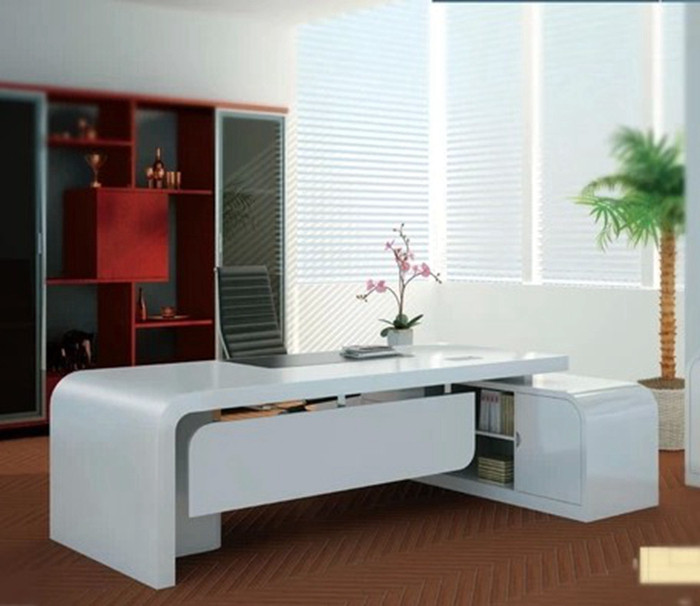 Office furniture simple modern white solid wood paint desk desk boss table boss table