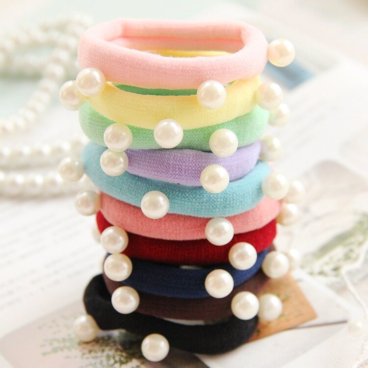 Special offer Korea ing~ high elasticity imitation pearl hair ring basic hair ring hair ring wild color
