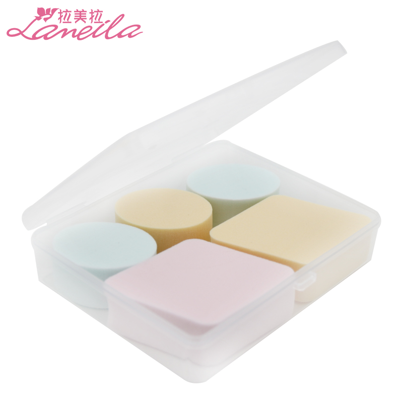 拉美拉 胶盒装海绵粉扑干湿两用粉饼扑粉底BB霜化妆棉扑化妆工具