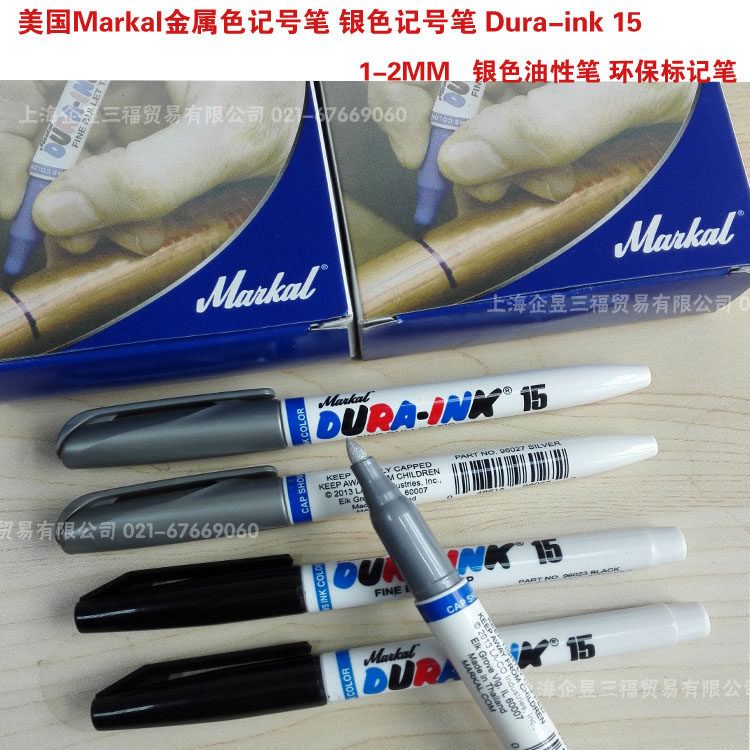 U.S. Markal Silver Marker Dura-ink15 Silver Oil Marker Pen Silver96027