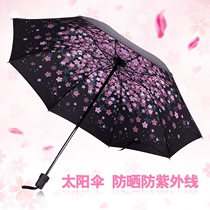 Ins Fengsen Department Students Simple Cherry Blossom Umbrella Female Sun Umbrella Sunshade Sun Protection UV Protection Strong