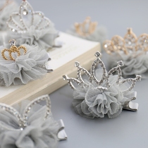 Childrens hair accessories crown princess girl hairclip mesh rhinestone crown baby hairclip edge clip girl headgear