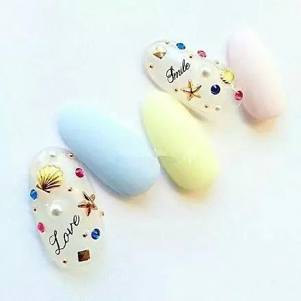 Temix日系美甲小贝壳饰品 合金小海星 指甲油胶 金银色饰品20颗装