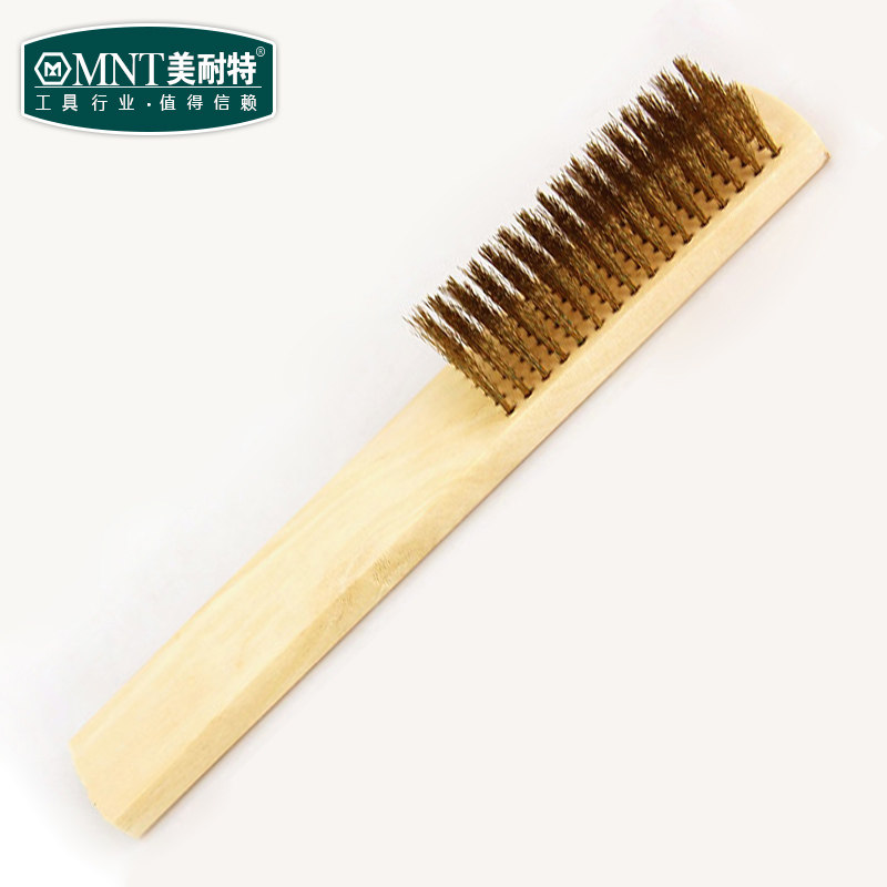 [USD 5.38] Fine wood handle copper brush metal surface cleaning brush