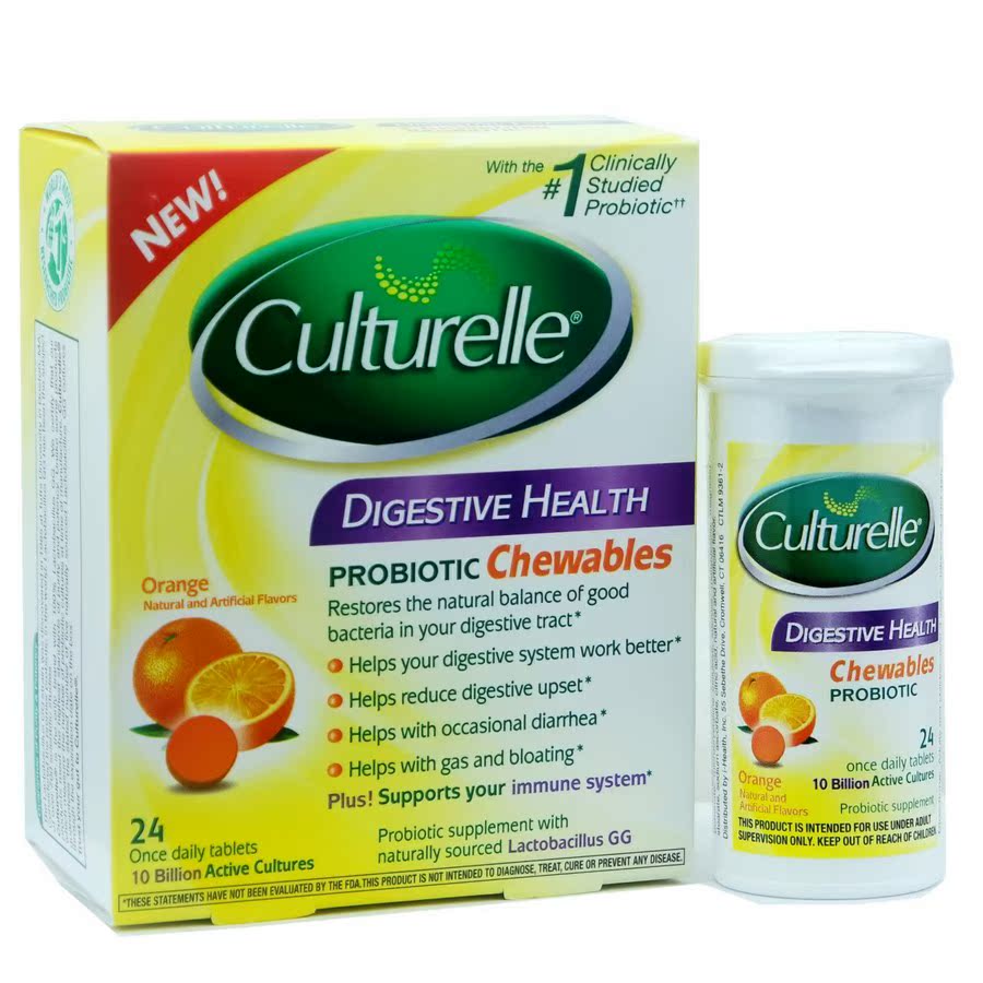 美国culturelle益生菌成人咀嚼片 调理肠胃防便秘 24片