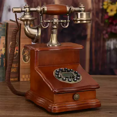 European antique telephone solid wood retro telephone new high-end creative home phone landline