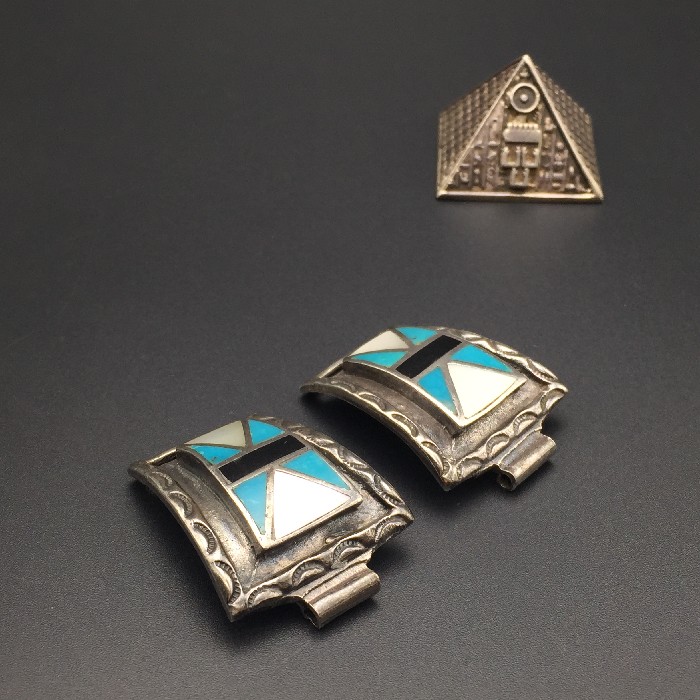 Vintage Atlantic Retro Silver Accessories 1970 American Indian Zuni Old Miscellaneous Stone 925 Pure Silver Watch Cingulum-Taobao