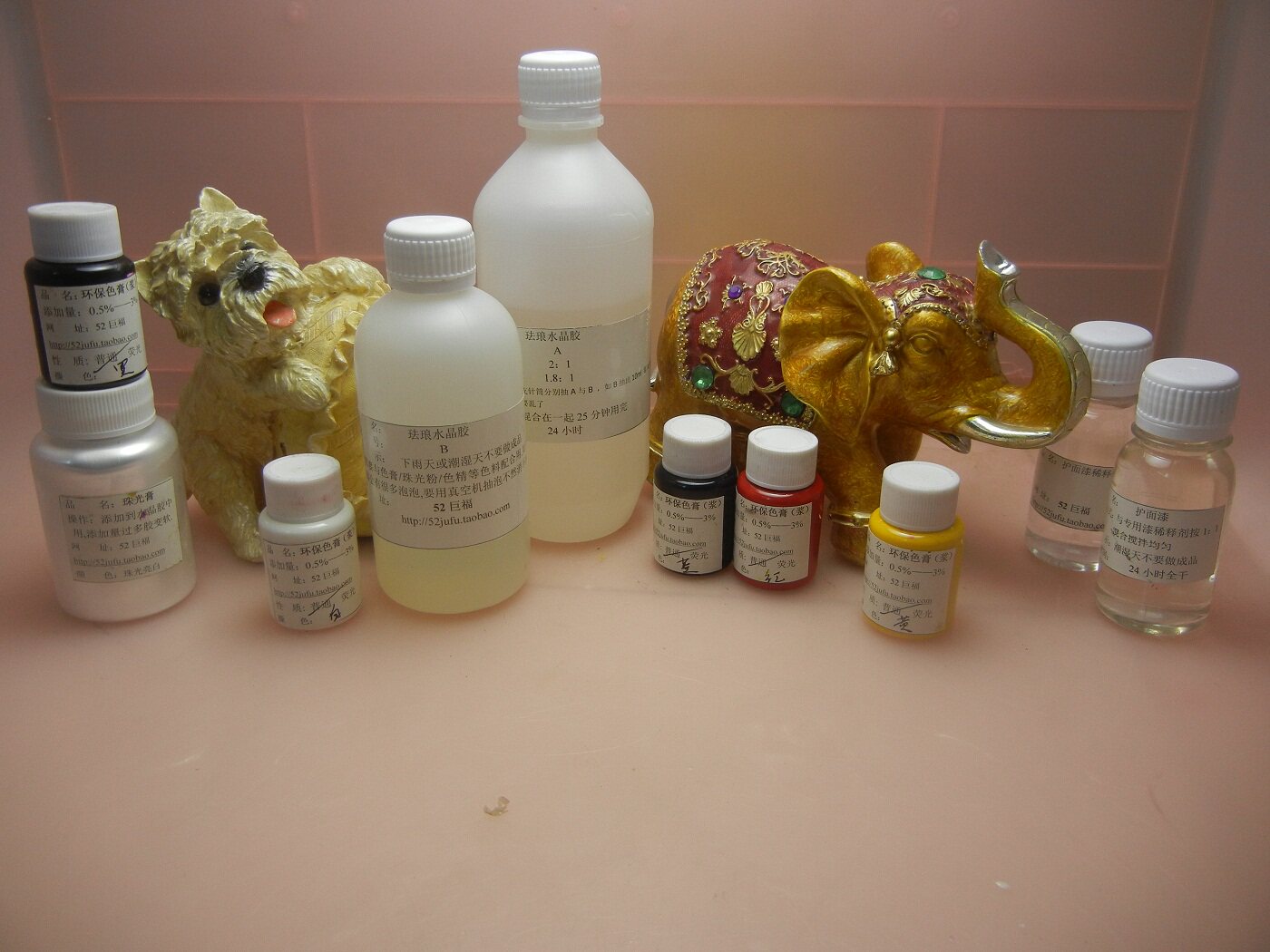 Imitation enamel crystal jewelry drop glue color pattern process high arc surface epoxy resin glue filament AB glue silver pigment color paste