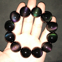 Double rainbow eyes full of life obsidian hand string Pixiu 108 black Yao Stone Buddha beads mens bracelet