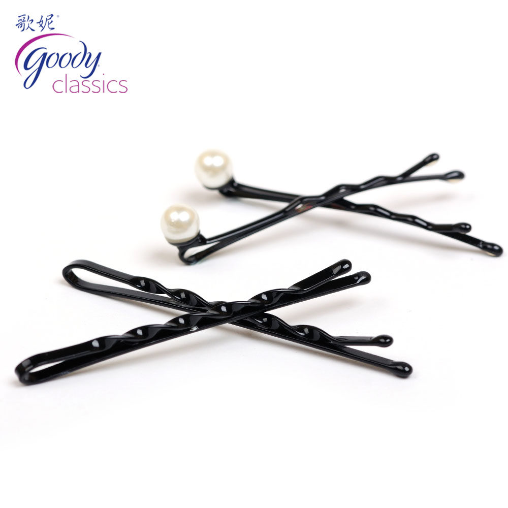 Goody/歌妮美国发饰 发夹 防滑纽纹一字夹 发卡 边夹 流海夹 4个