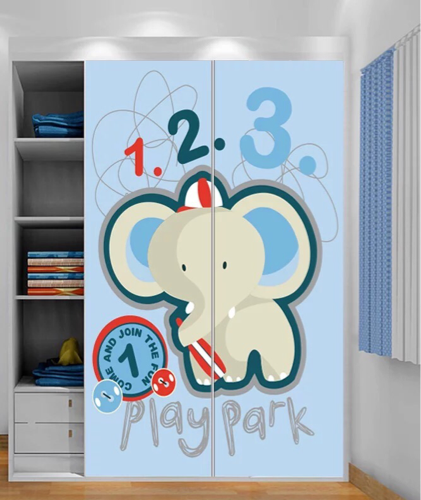 Children's room wardrobe door customised push-pull sliding door set made aluminium alloy moving door Katong Ramen glass-glazed door