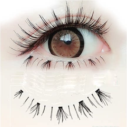 Taiwan pure handmade fake eyelash Barbie with COS Lower eyelash Eyelash Naked Makeup color makeup No marks Transparent Stalk 10 Pairs Dress