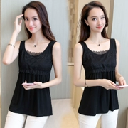 Váy mùa hè mới khoe bụng phiên bản Hàn Quốc buông thả dài hoang dã kiểu áo len ren modal áo vest nữ