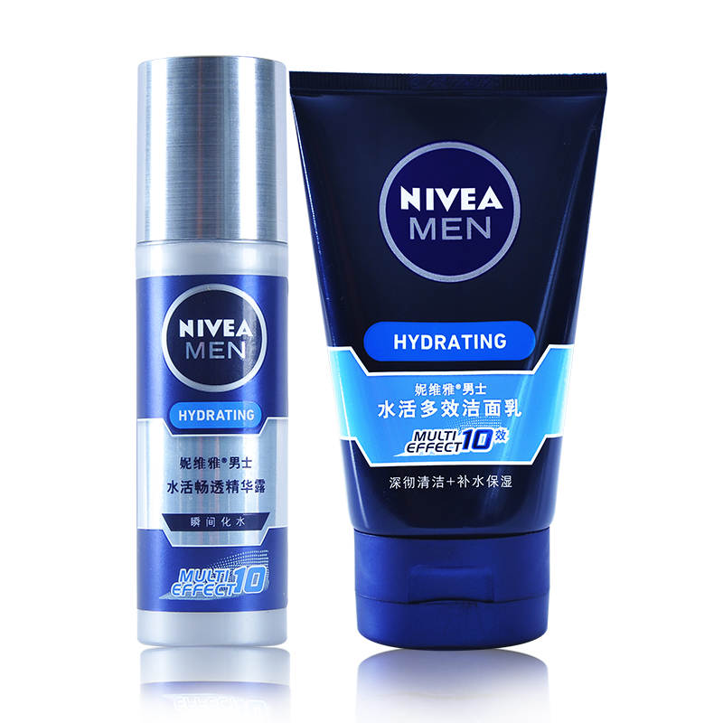 包邮妮维雅男士护肤保湿滋润补水修护套装 多效洁面乳+畅透精华露