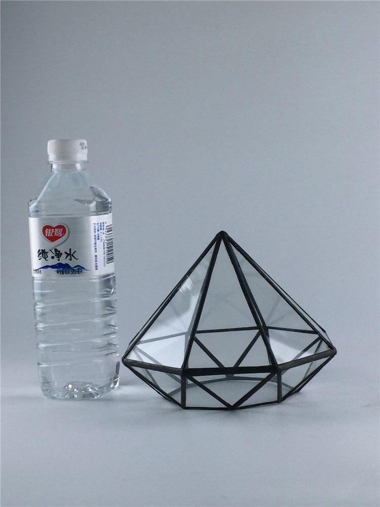 Nordic geometric diamond glass greenhouse Succulents creative flower pot Eternal flower High-end gift box micro landscape ornaments