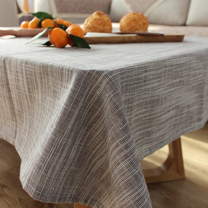 Chestnut cocoon simple Japanese cotton linen tablecloth gray coffee blue plain dining table coffee table fabric Photo tea art