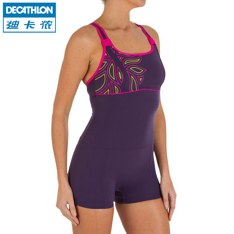 迪卡侬 女士连体泳衣 健身抗氯露背平角性感运动游泳衣NABAIJI