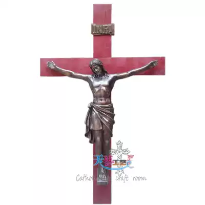 The Church uses pure pine cross cast copper holy corpse sculpture statue Catholic sacred icon to support customized direct sales