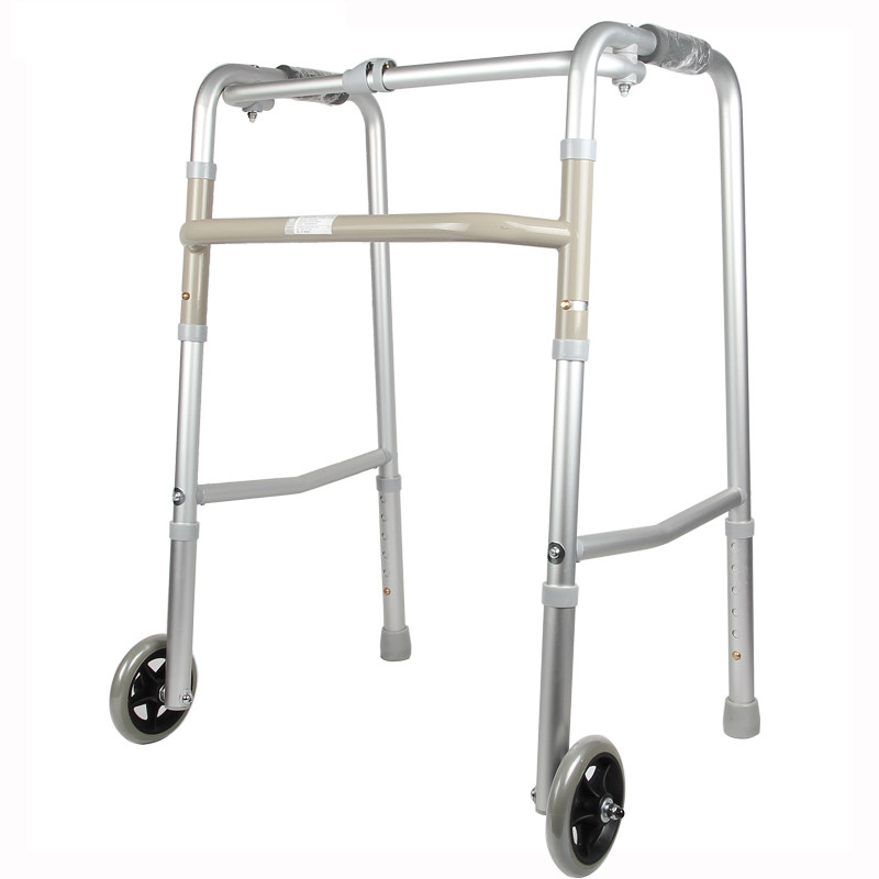 包邮鱼跃四脚助行器YU750老孕病人拐杖 带轮家用铝合金可折叠便携