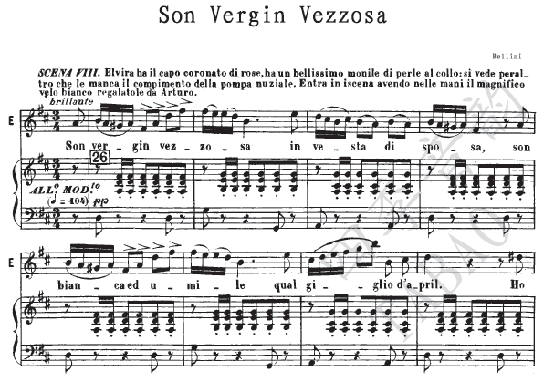 Bellini Son Vergin vezzosa I'm a beautiful girl vocal and piano accompaniment