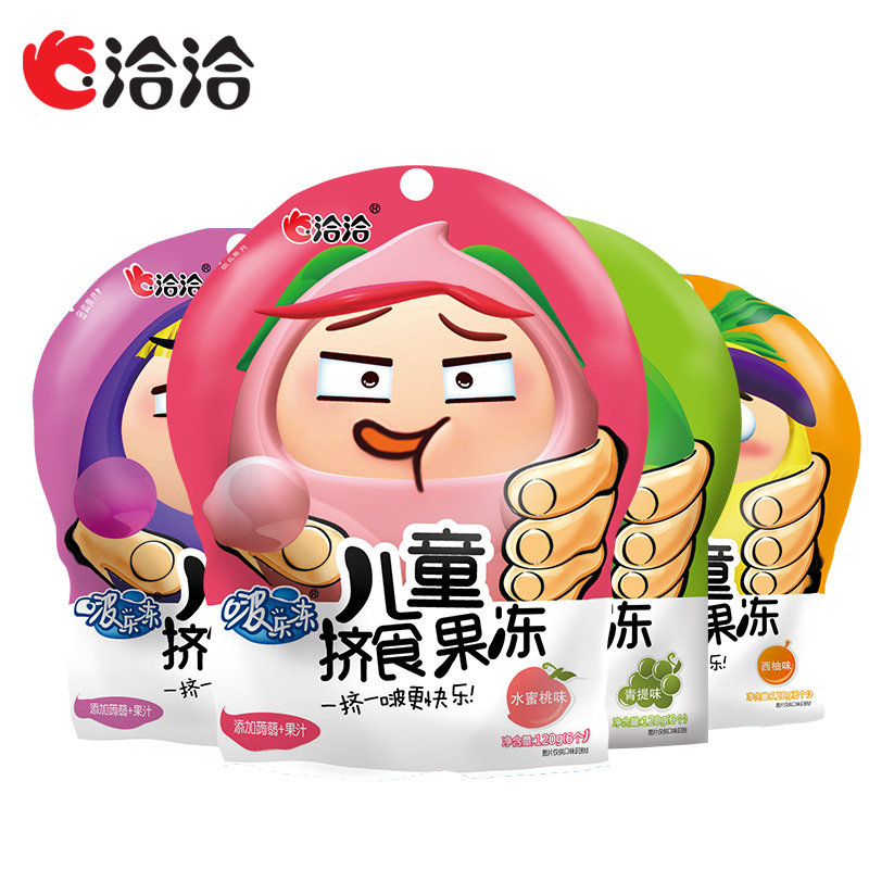 【天猫超市】洽洽儿童挤食果冻果汁啵乐冻吸果冻布丁西柚口味120g