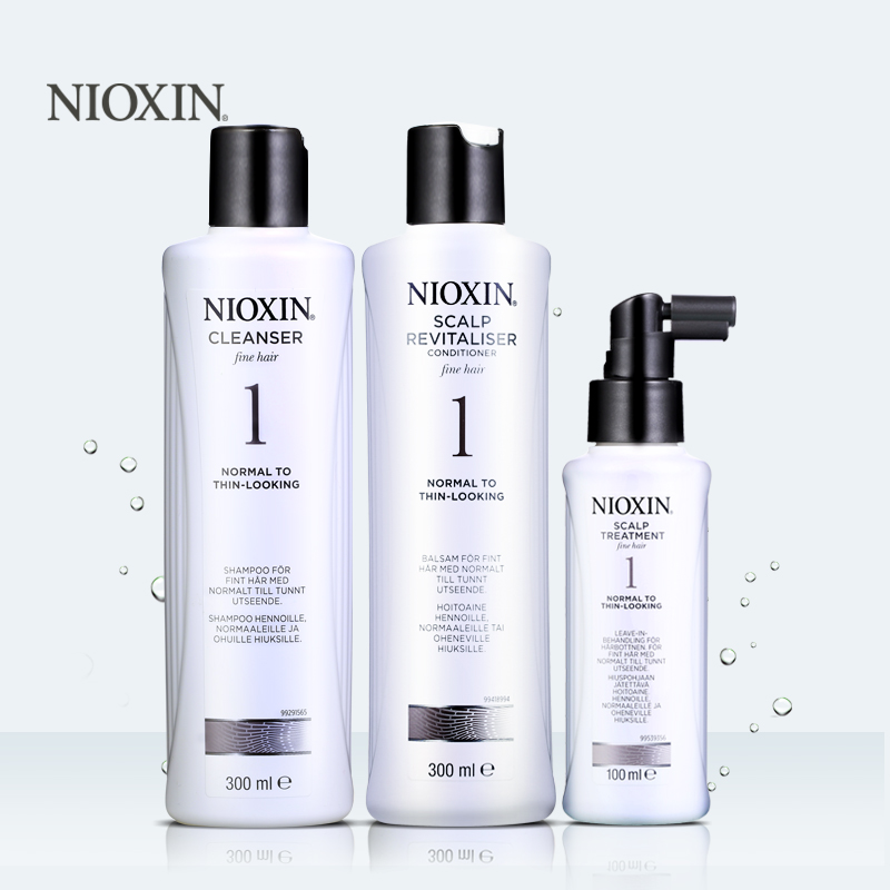 美国NIOXIN 1号清爽控油防脱生发300ml洗发水+护发素+精华液 套装