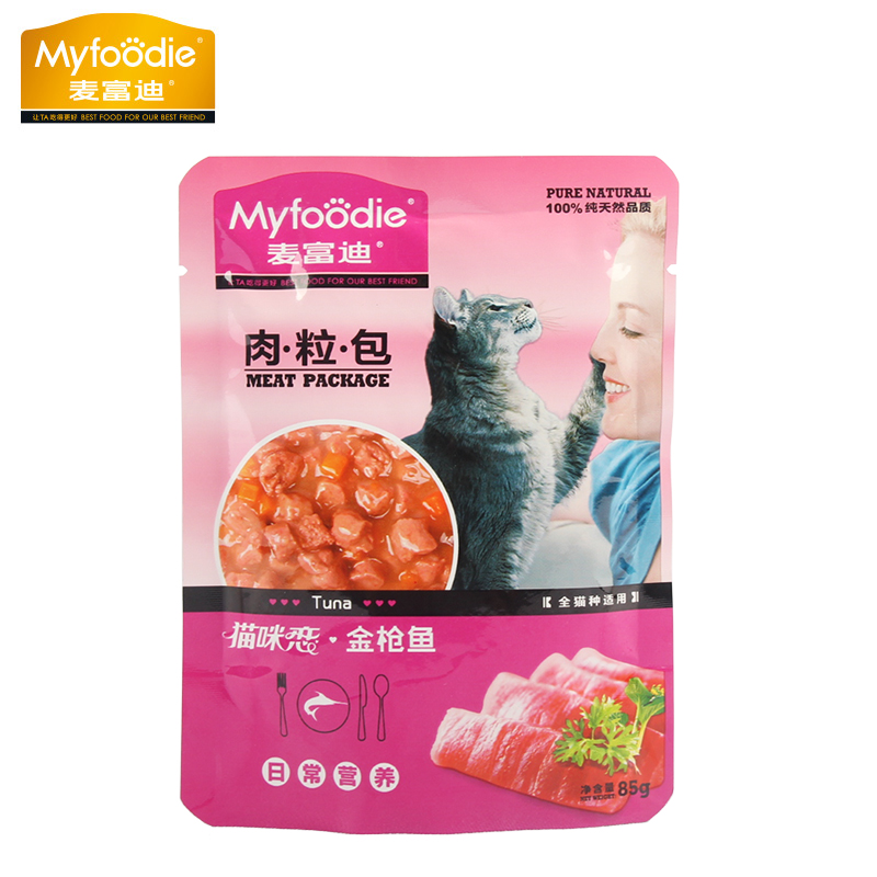 麦富迪妙鲜肉粒包猫咪恋金抢鱼猫湿粮宠物猫咪零食鲜封包12包包邮