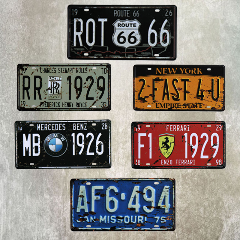 Retro number plate number 66 Highway Tin decoration painting Dormitory Internet Café Cafe Wall Decorated Wall Decoration Wall Decoration