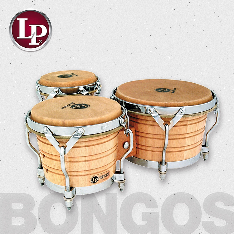 LP LP202-AW 3rd generation of three groups of wooden Bongo drums with small beating accessories 