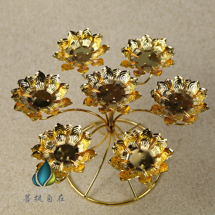 Stainless steel seven-star lamp colorful lamp lotus butter lamp holder lamp holder Buddha lamp for lamp candlestick household