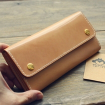 Monkey handmade×Long wallet large banknote comprehensive version small handbag original color horse hip leather custom lettering