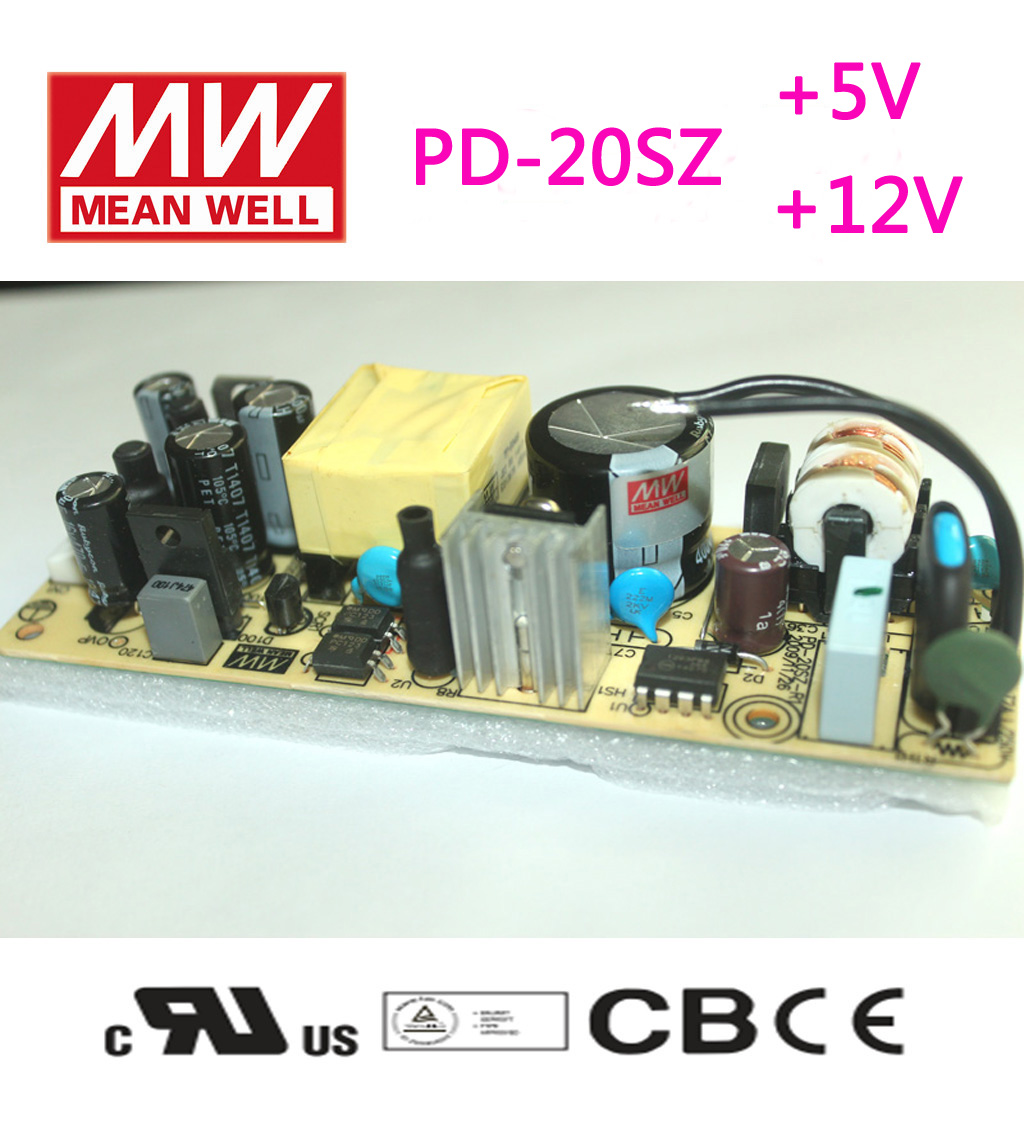 Taiwan Mingwei PD-20S bare board PCB 2-way no-shell power supply 5V1 2A12V1 1A quality warranty 2 years