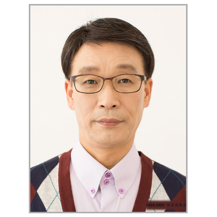 爸爸爷爷假发 中老年男士花白真人发假发套 手织顶心旋逼真透气