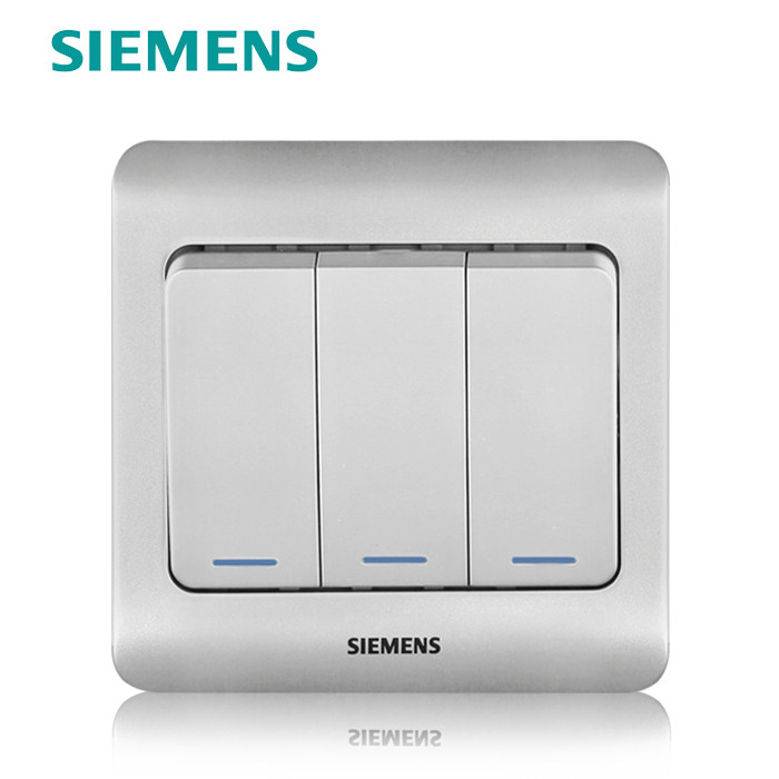 Siemens Switch Panel Siemens Switch Vision Series Color Silver Triple Open Dual-Control Switch Belt Fluorescence