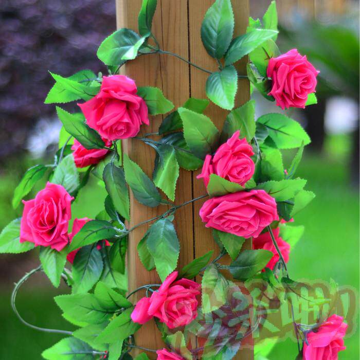 Simulation fake rose rattan vine silk flower pillar balcony air-conditioning pipe blocking ceiling decoration plastic peony