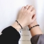 Cặp đôi mã não đen tự nhiên 925 sterling bạc sao tròn hạt rất mịn đôi điều chỉnh tay dây đeo tay nam nữ vòng tay nam đẹp