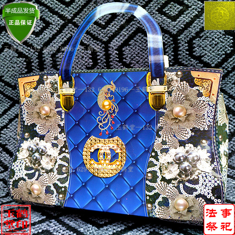 Paper-tie women's bag five-phase Linglou anniversary Qingming tomb sweeping supplies ancestor Yuanbao tin foil dark coins white things cold clothes gold foil