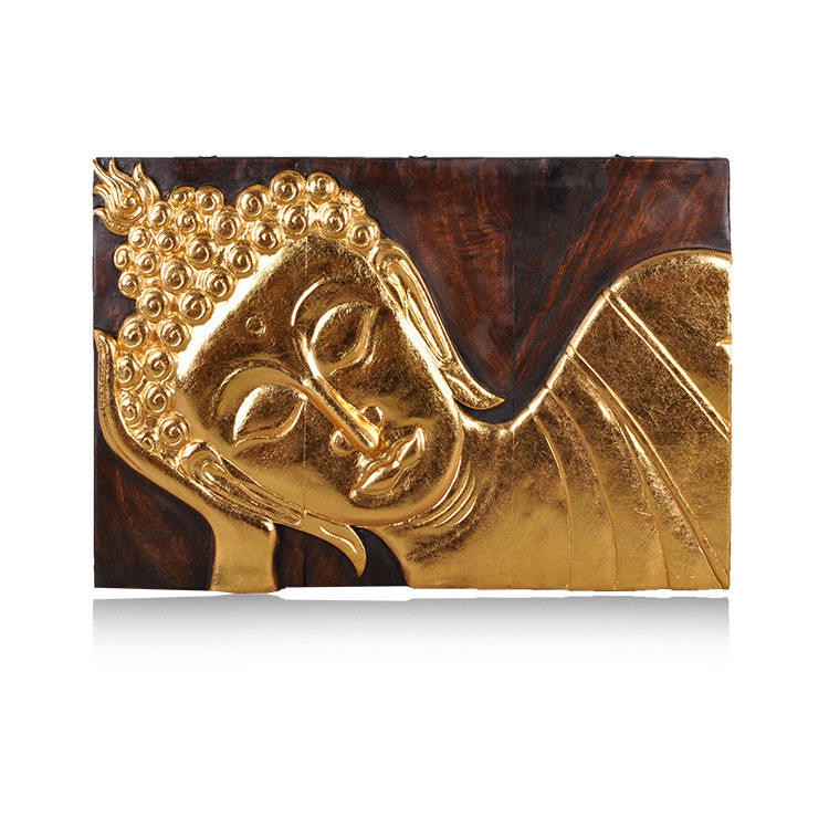 Thai home wood home decoration carving reclining Buddha hanging board living room entrance wall wall decoration handmade teak wood carving board