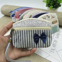 Canvas multi-layer fabric Coin Coin wallet hand-held small wallet cotton mini bag card bag cotton linen fabric small handbag