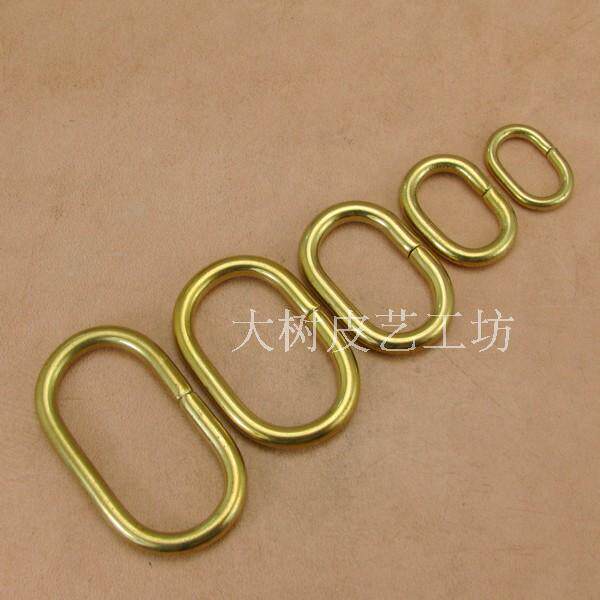 Handmade leather art leather carved leather bag carrying ring hanging ring (oval mouth sub-ring brass egg ring)