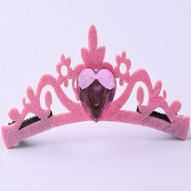 Little Princess hairclip Love Crown Pink Fabric Shiny Gold Powder Crown Frozen Hair Accessories Childrens Headwear